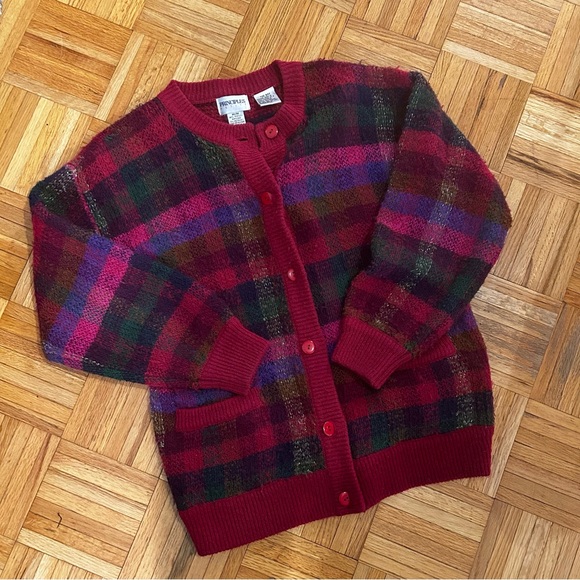 Vintage Plaid Cardigan with Gold Shimmer - Picture 2 of 5